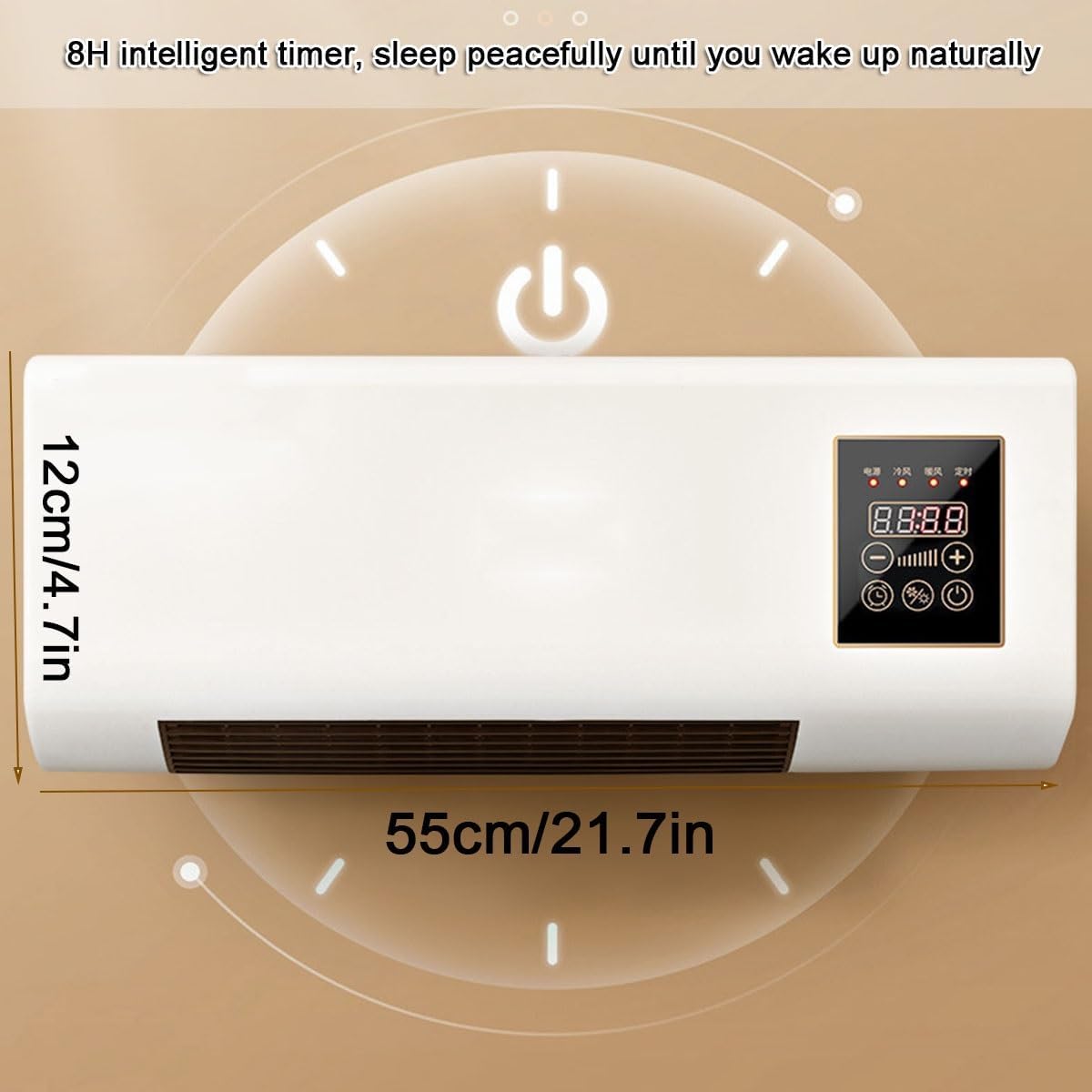 Wall Air Conditioner, Wall Mounted Air Curtain Fan Super Power Indoor Over Door Fan Quiet Mini Air Cooling Heating Fan, Remote Control Included, Easy Install, for Bedroom Office