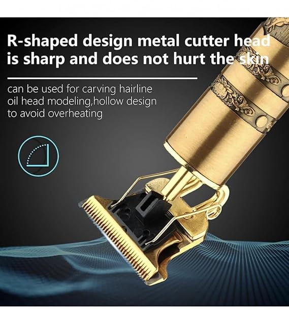 Professional Hair Trimmer T9, Vintage Gold Buddha Design