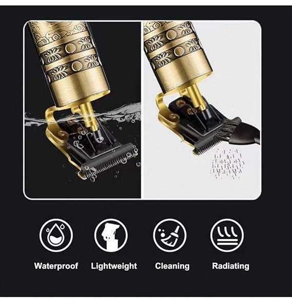 Professional Hair Trimmer T9, Vintage Gold Buddha Design