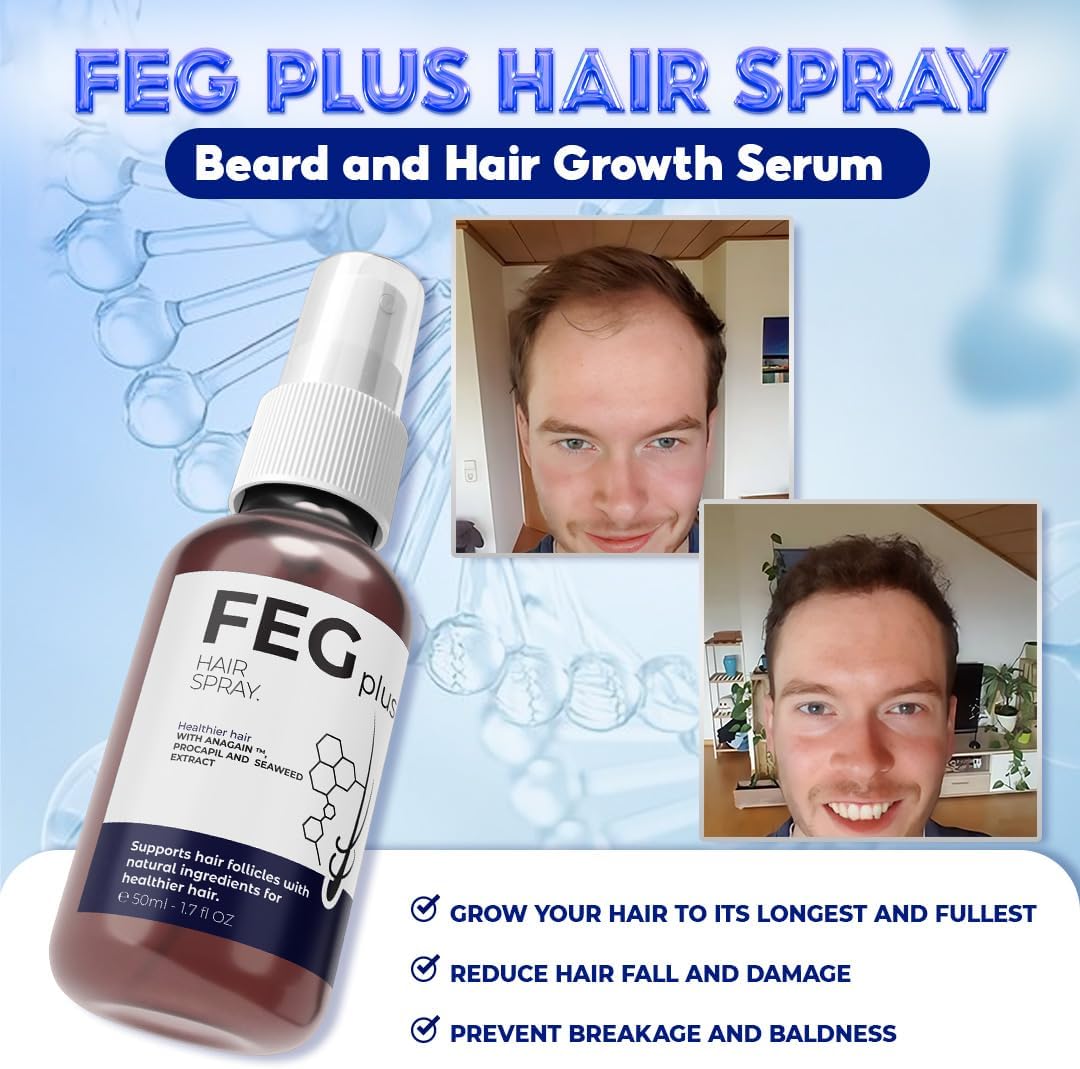 FEGPLUS Rosemary Beard & Hair Growth Serum (50ml), Rosemary Extract Serum Hair Spray