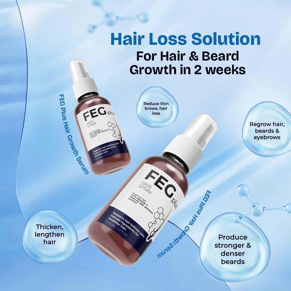 FEGPLUS Rosemary Beard & Hair Growth Serum (50ml), Rosemary Extract Serum Hair Spray