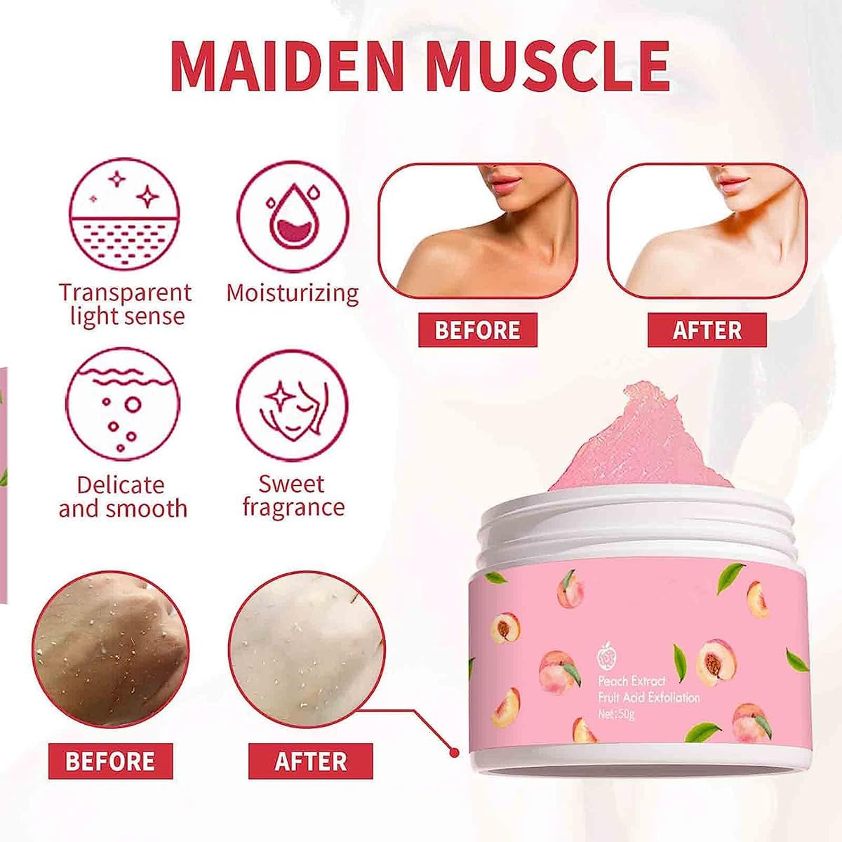 Peach Extract Exfoliation, Peach Extract Fruit Acid Exfoliating Face Gel