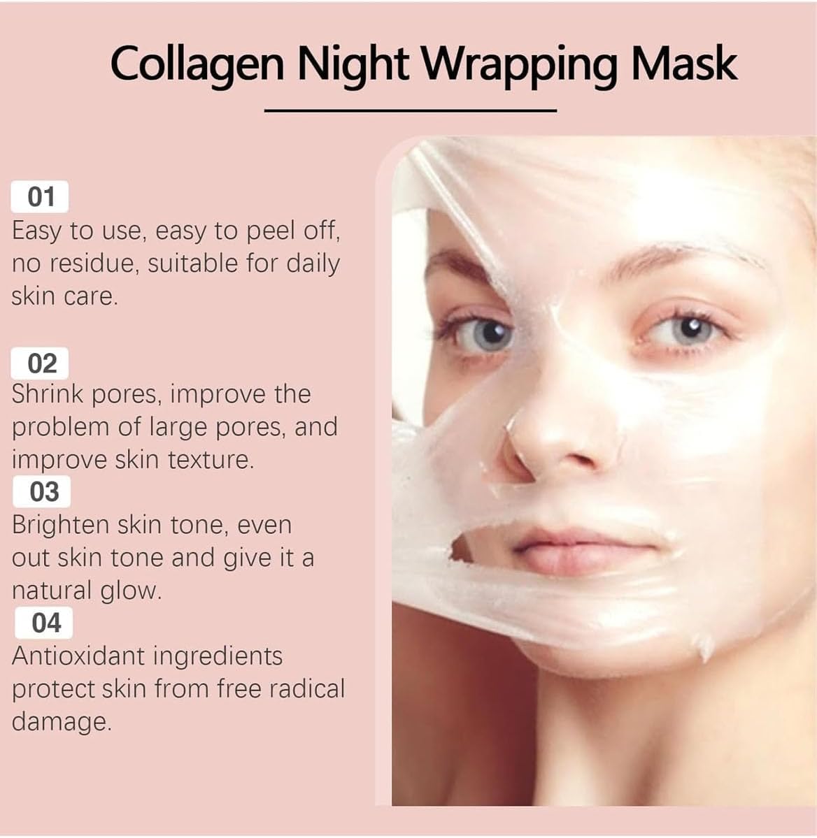 Collagen Night Wrapping Mask, Collagen Overnight Wrapping Peel Off Facial Mask