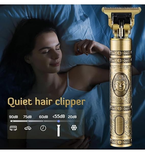 Professional Hair Trimmer T9, Vintage Gold Buddha Design
