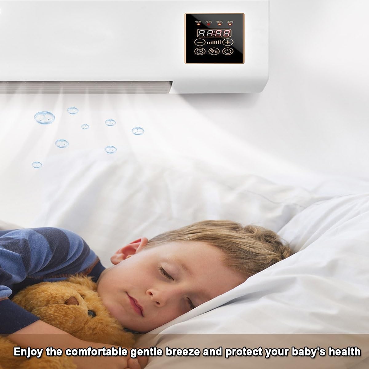 Wall Air Conditioner, Wall Mounted Air Curtain Fan Super Power Indoor Over Door Fan Quiet Mini Air Cooling Heating Fan, Remote Control Included, Easy Install, for Bedroom Office