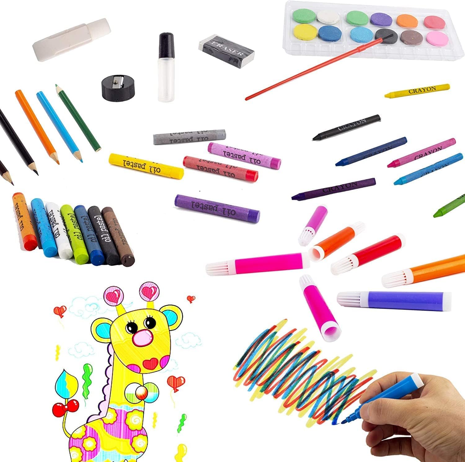 Plastic Kids New 150 Pcs Deluxe Art Set Box Drawing Kit