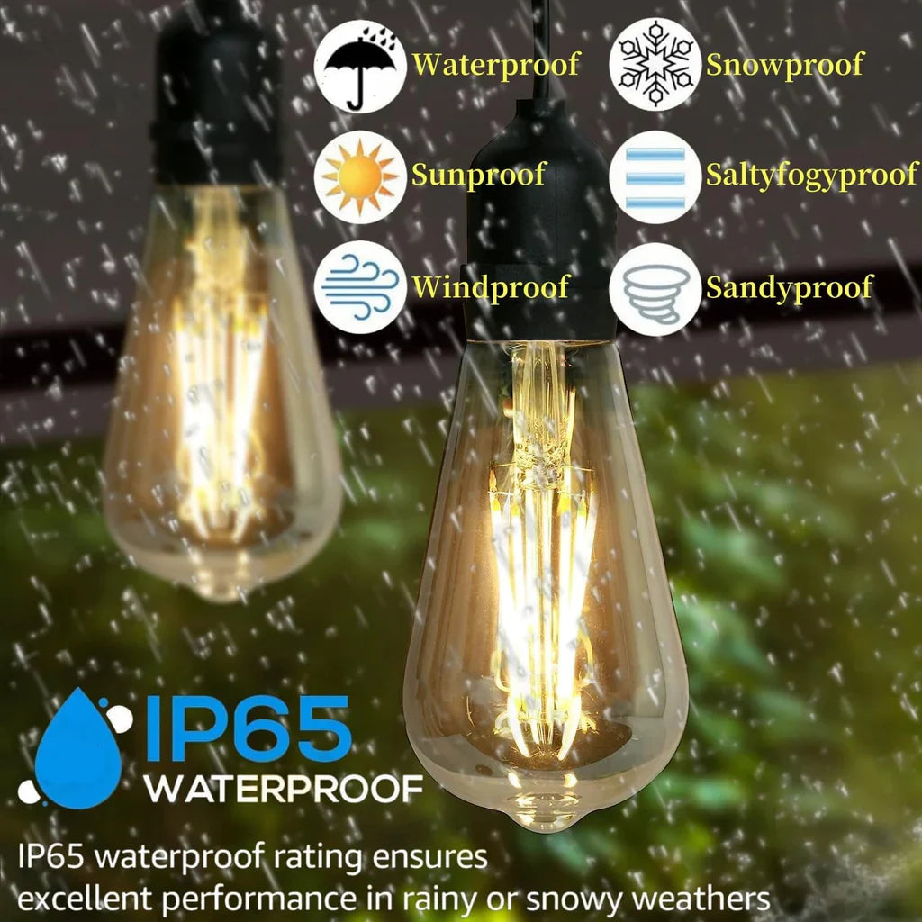 Outdoor String Lights, Vintage Light Bulbs Holder