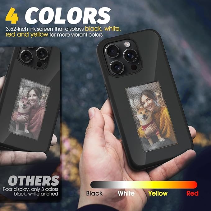 Smart NFC Ink Phone Case Compatible for iPhones, Customizable E-Ink Screen