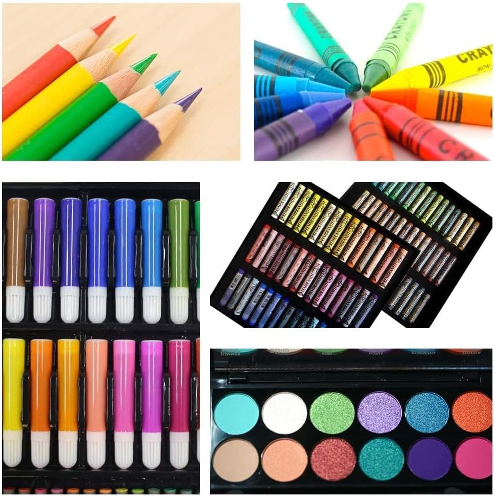 Plastic Kids New 150 Pcs Deluxe Art Set Box Drawing Kit