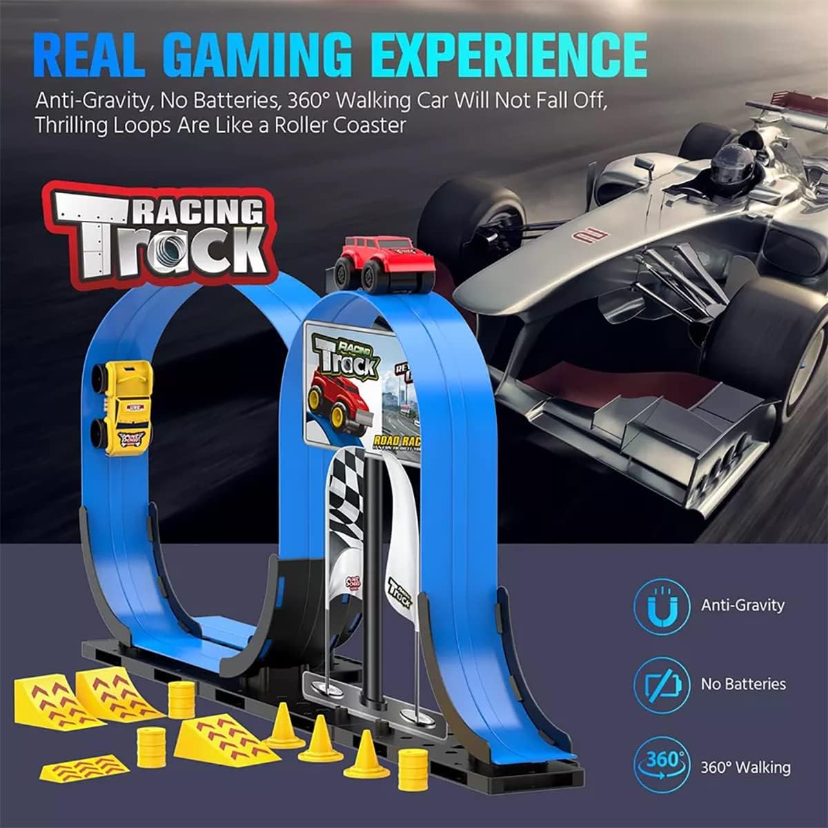 Track Racing Car, Magnetic Stunt Car, Anti-Gravity Roller Coaster