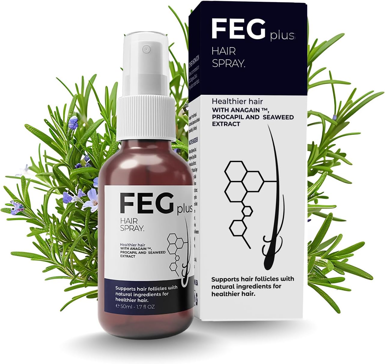 FEGPLUS Rosemary Beard & Hair Growth Serum (50ml), Rosemary Extract Serum Hair Spray