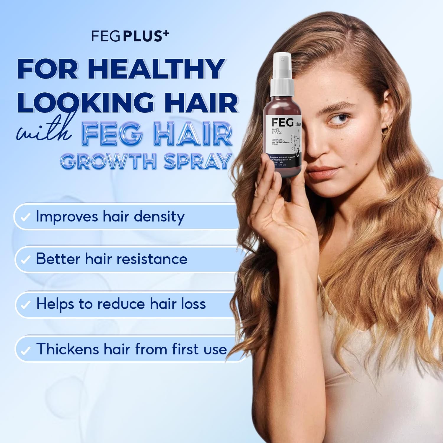 FEGPLUS Rosemary Beard & Hair Growth Serum (50ml), Rosemary Extract Serum Hair Spray