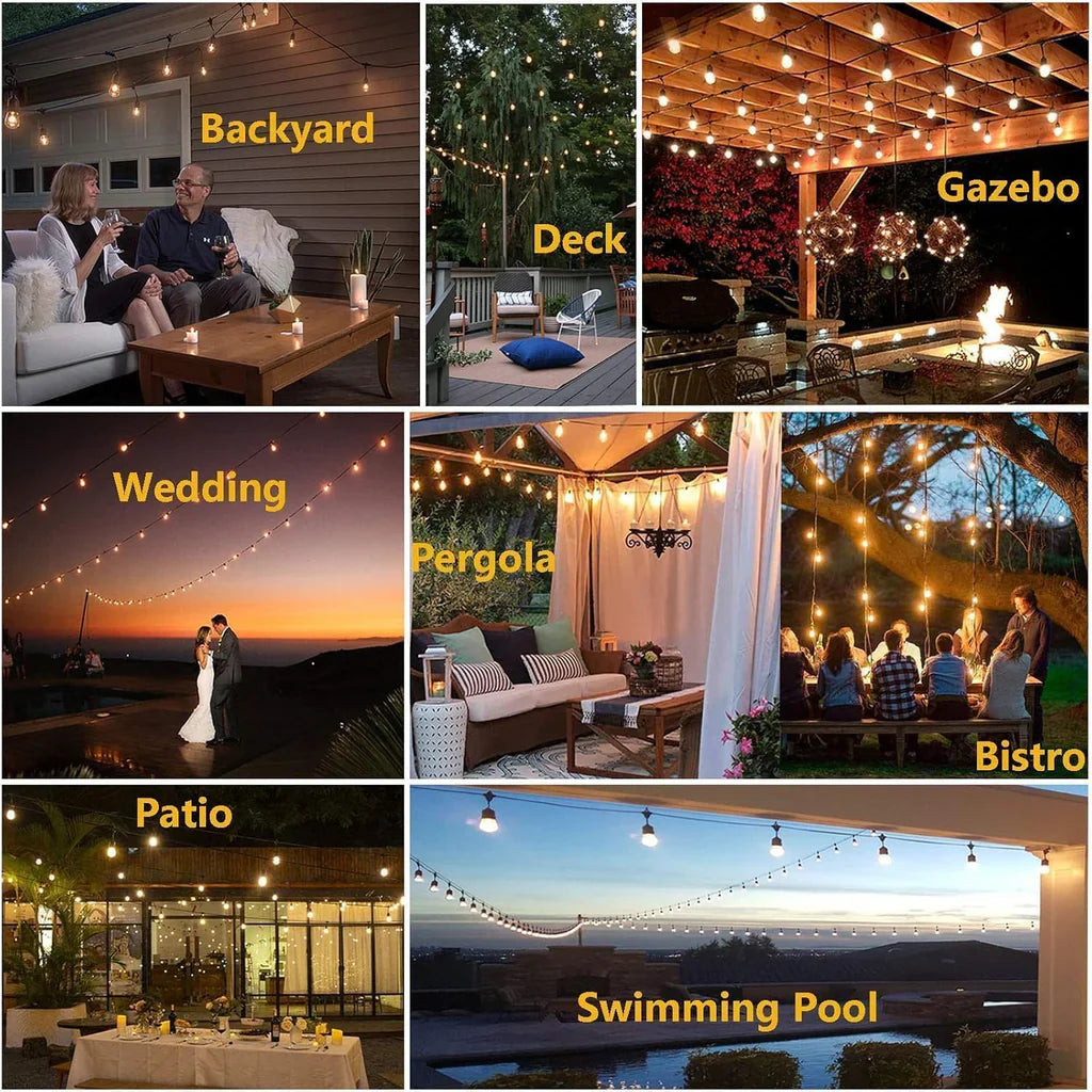 Outdoor String Lights, Vintage Light Bulbs Holder