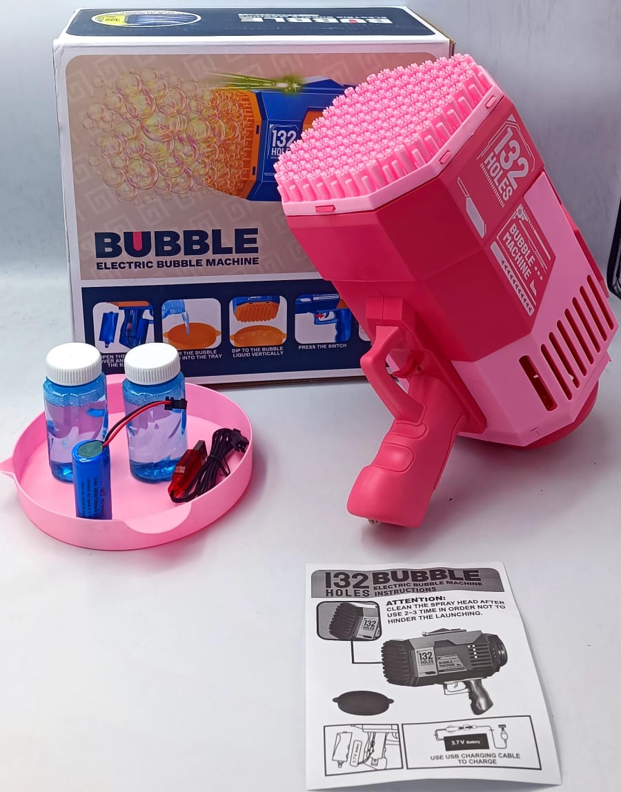Bubble Gun with 69-Hole and Light, Summer Indoor Outdoor Activity Bubble Blaster Party Favors Electric Automatic Bubble Maker Machine, TIK Tok Gatling Bubble Blower Toys for Kids Adults (Blue)
