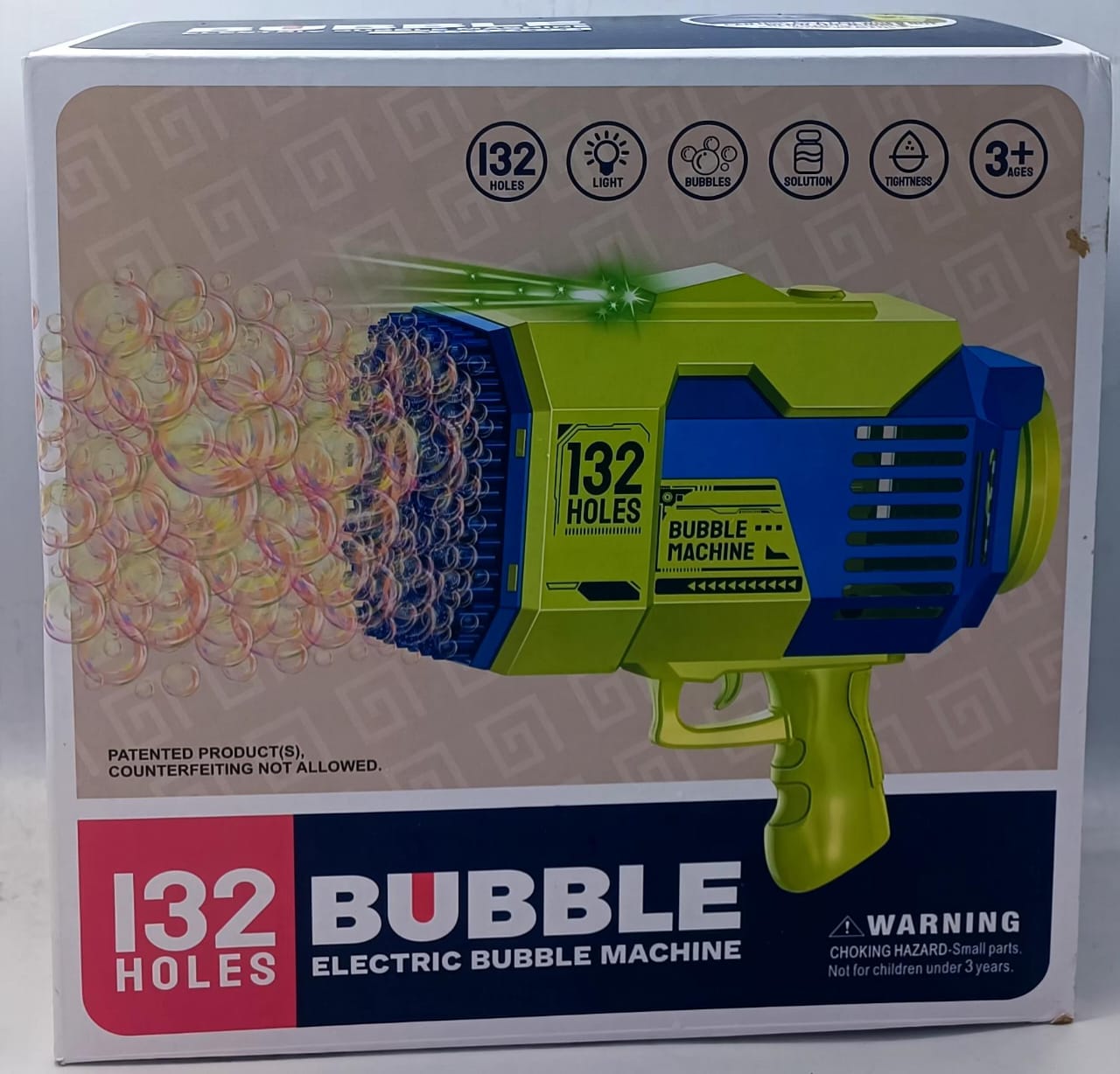 Bubble Gun with 69-Hole and Light, Summer Indoor Outdoor Activity Bubble Blaster Party Favors Electric Automatic Bubble Maker Machine, TIK Tok Gatling Bubble Blower Toys for Kids Adults (Blue)