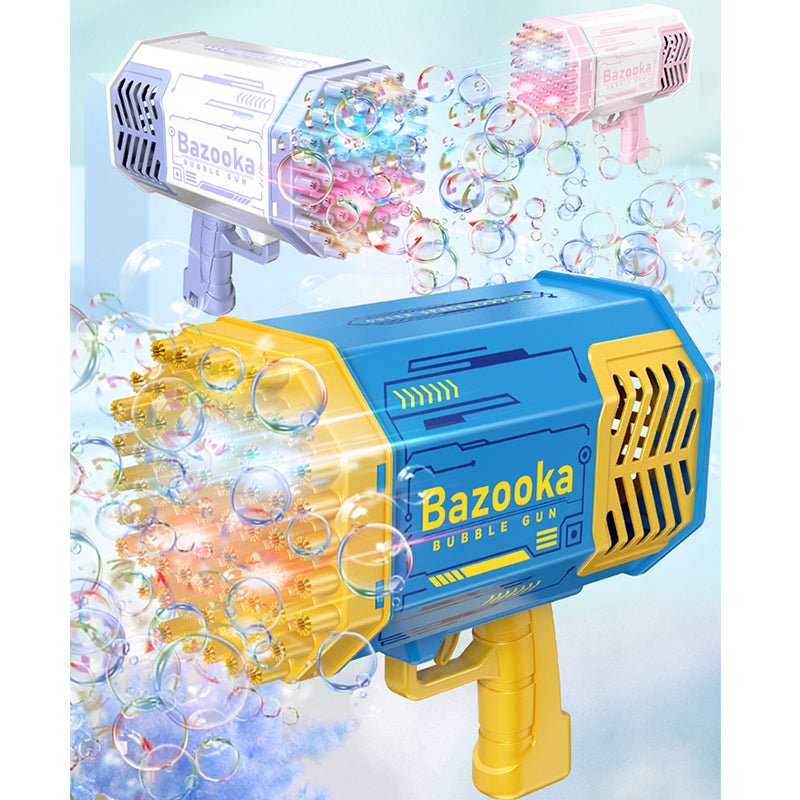 Bubble Gun with 69-Hole and Light, Summer Indoor Outdoor Activity Bubble Blaster Party Favors Electric Automatic Bubble Maker Machine, TIK Tok Gatling Bubble Blower Toys for Kids Adults (Blue)
